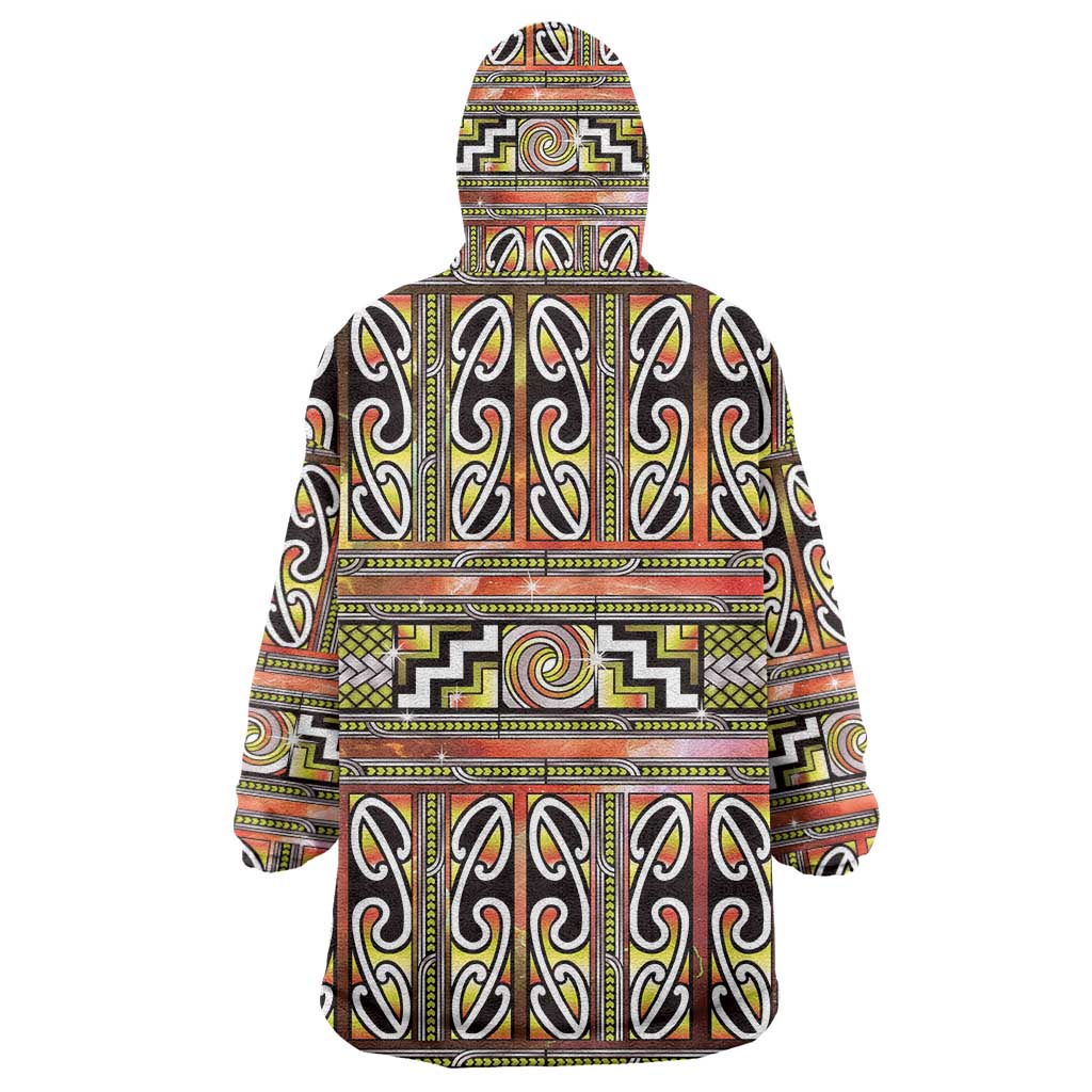Maori Matariki Wearable Blanket Hoodie Yellow Galaxy Aesthetic Koru Art LT01 - Polynesian Pride
