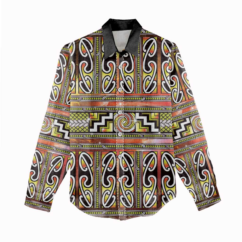 Maori Matariki Women Casual Shirt Yellow Galaxy Aesthetic Koru Art LT01 - Polynesian Pride