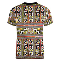 Maori Matariki Women V-Neck T-Shirt Yellow Galaxy Aesthetic Koru Art LT01 - Polynesian Pride