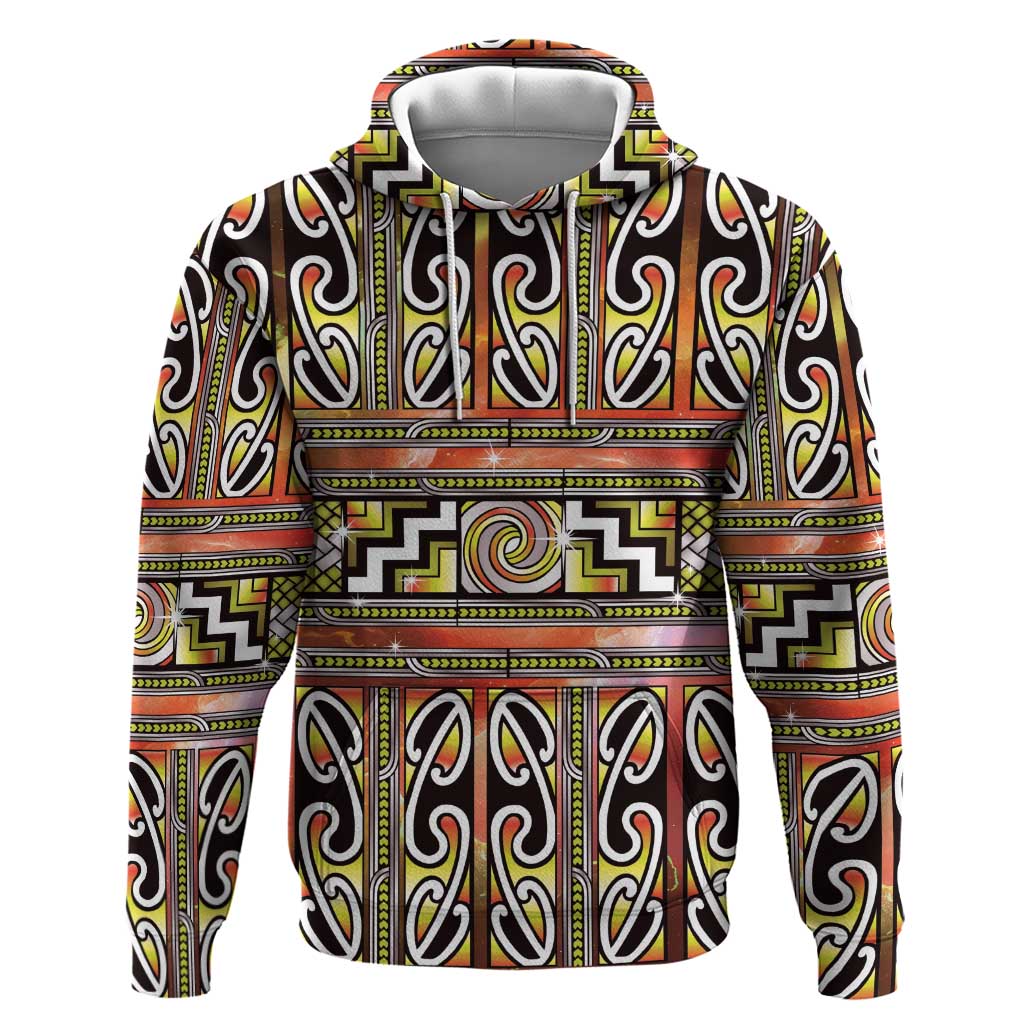 Maori Matariki Zip Hoodie Yellow Galaxy Aesthetic Koru Art
