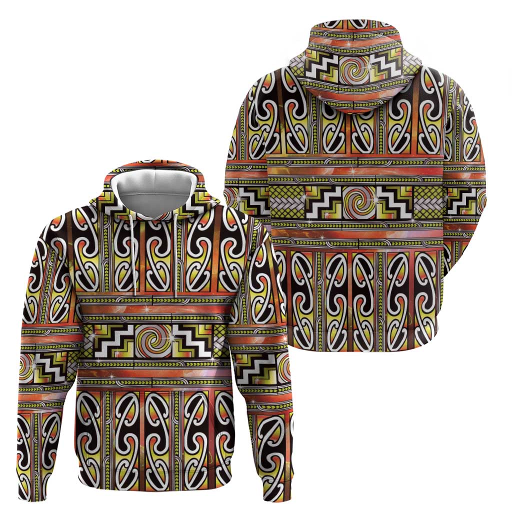 Maori Matariki Zip Hoodie Yellow Galaxy Aesthetic Koru Art