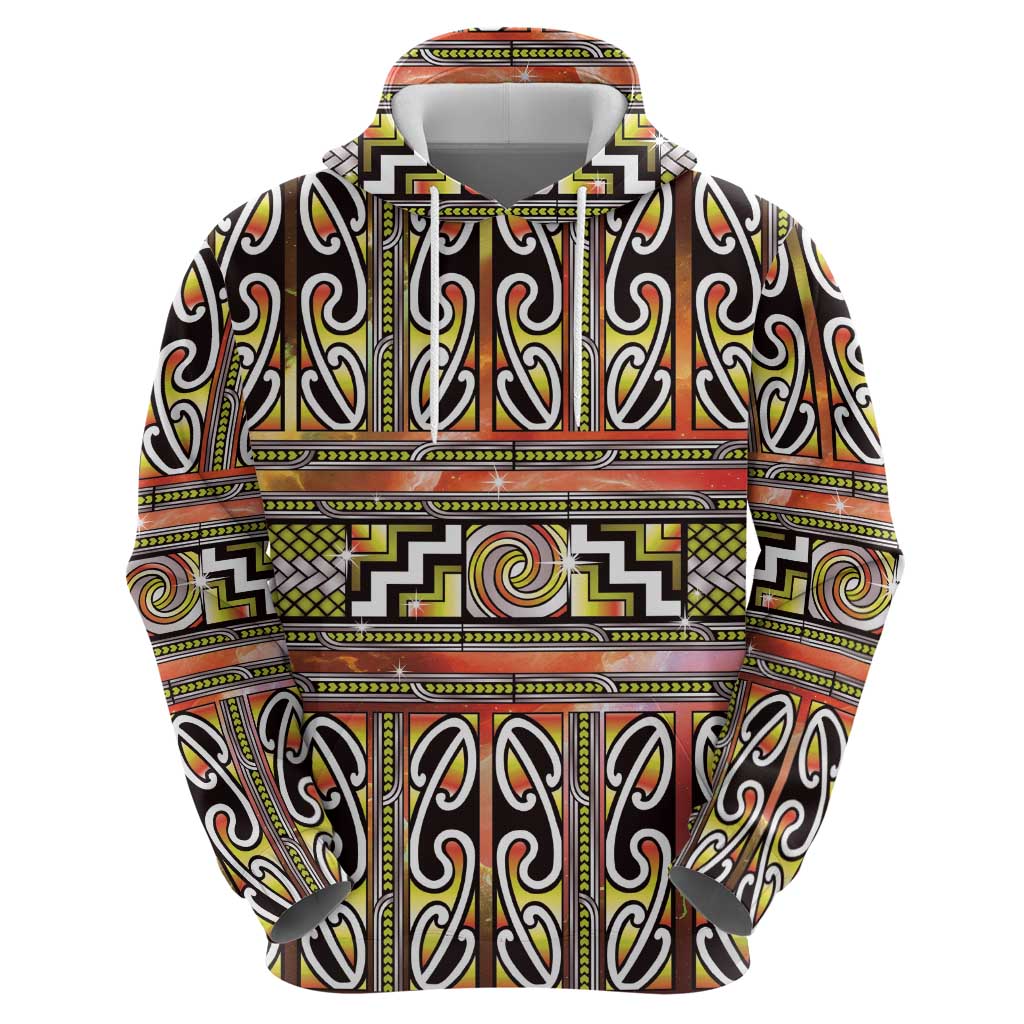 Maori Matariki Zip Hoodie Yellow Galaxy Aesthetic Koru Art