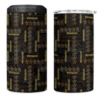 Hawaii Brown Plumeria Lei Black 4 in 1 Can Cooler Tumbler Frangipani Floral Heritage Art