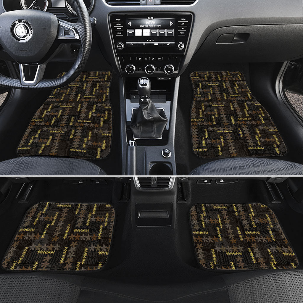 Hawaii Brown Plumeria Lei Black Car Mats Frangipani Floral Heritage Art