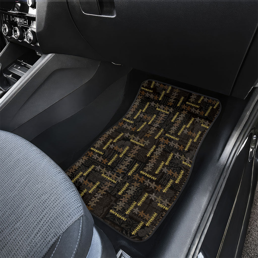 Hawaii Brown Plumeria Lei Black Car Mats Frangipani Floral Heritage Art