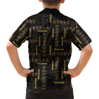 Hawaii Brown Plumeria Lei Black Family Matching Long Sleeve Bodycon Dress and Hawaiian Shirt Frangipani Floral Heritage Art