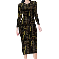 Hawaii Brown Plumeria Lei Black Family Matching Long Sleeve Bodycon Dress and Hawaiian Shirt Frangipani Floral Heritage Art