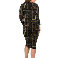 Hawaii Brown Plumeria Lei Black Family Matching Long Sleeve Bodycon Dress and Hawaiian Shirt Frangipani Floral Heritage Art