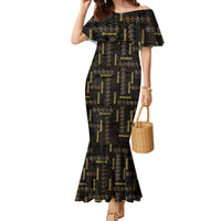 Hawaii Brown Plumeria Lei Black Family Matching Mermaid Dress and Hawaiian Shirt Frangipani Floral Heritage Art
