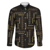 Hawaii Brown Plumeria Lei Black Family Matching Off The Shoulder Long Sleeve Dress and Hawaiian Shirt Frangipani Floral Heritage Art