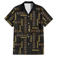 Hawaii Brown Plumeria Lei Black Family Matching Off Shoulder Maxi Dress and Hawaiian Shirt Frangipani Floral Heritage Art