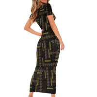 Hawaii Brown Plumeria Lei Black Family Matching Short Sleeve Bodycon Dress and Hawaiian Shirt Frangipani Floral Heritage Art