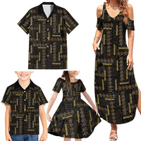 Hawaii Brown Plumeria Lei Black Family Matching Summer Maxi Dress and Hawaiian Shirt Frangipani Floral Heritage Art