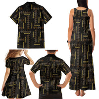 Hawaii Brown Plumeria Lei Black Family Matching Tank Maxi Dress and Hawaiian Shirt Frangipani Floral Heritage Art