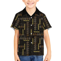 Hawaii Brown Plumeria Lei Black Family Matching Tank Maxi Dress and Hawaiian Shirt Frangipani Floral Heritage Art