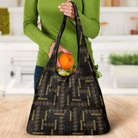 Hawaii Brown Plumeria Lei Black Grocery Bag Frangipani Floral Heritage Art