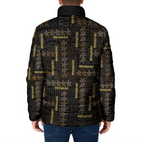 Hawaii Brown Plumeria Lei Black Padded Jacket Frangipani Floral Heritage Art