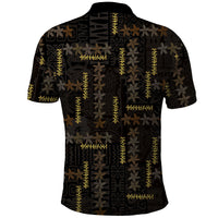 Hawaii Brown Plumeria Lei Black Polo Shirt Frangipani Floral Heritage Art