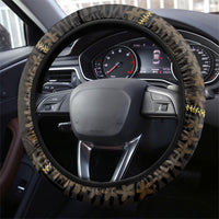 Hawaii Brown Plumeria Lei Black Steering Wheel Cover Frangipani Floral Heritage Art