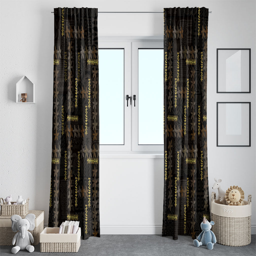 Hawaii Brown Plumeria Lei Black Window Curtain Frangipani Floral Heritage Art