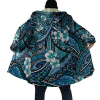 Polynesian Hibiscus Tropical Blue Floral Cloak Tribal Pattern - Polynesian Pride