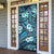 Polynesian Hibiscus Tropical Blue Floral Door Cover Tribal Pattern - Polynesian Pride