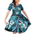 Polynesian Hibiscus Tropical Blue Floral Family Matching Off Shoulder Short Dress and Hawaiian Shirt Tribal Pattern - Polynesian Pride