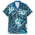 Polynesian Hibiscus Tropical Blue Floral Family Matching Summer Maxi Dress and Hawaiian Shirt Tribal Pattern - Polynesian Pride