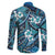 Polynesian Hibiscus Tropical Blue Floral Family Matching Summer Maxi Dress and Hawaiian Shirt Tribal Pattern - Polynesian Pride