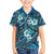 Polynesian Hibiscus Tropical Blue Floral Kid Hawaiian Shirt Tribal Pattern - Polynesian Pride