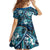 Polynesian Hibiscus Tropical Blue Floral Kid Short Sleeve Dress Tribal Pattern - Polynesian Pride