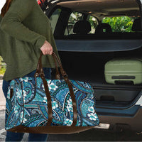 Polynesian Hibiscus Tropical Blue Floral Travel Bag Tribal Pattern - Polynesian Pride