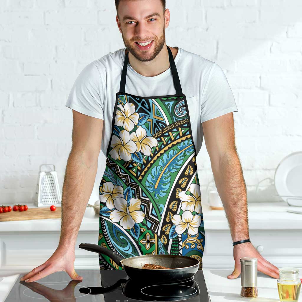 Polynesian Hibiscus Tropical Green Floral Apron Tribal Pattern - Polynesian Pride