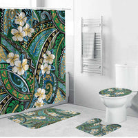 Polynesian Hibiscus Tropical Green Floral Bathroom Set Tribal Pattern - Polynesian Pride