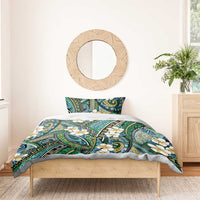 Polynesian Hibiscus Tropical Green Floral Bedding Set Tribal Pattern - Polynesian Pride