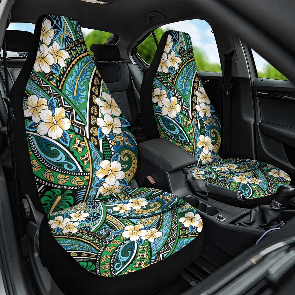 Polynesian Hibiscus Tropical Green Floral Car Seat Cover Tribal Pattern LT01 One Size Green - Polynesian Pride