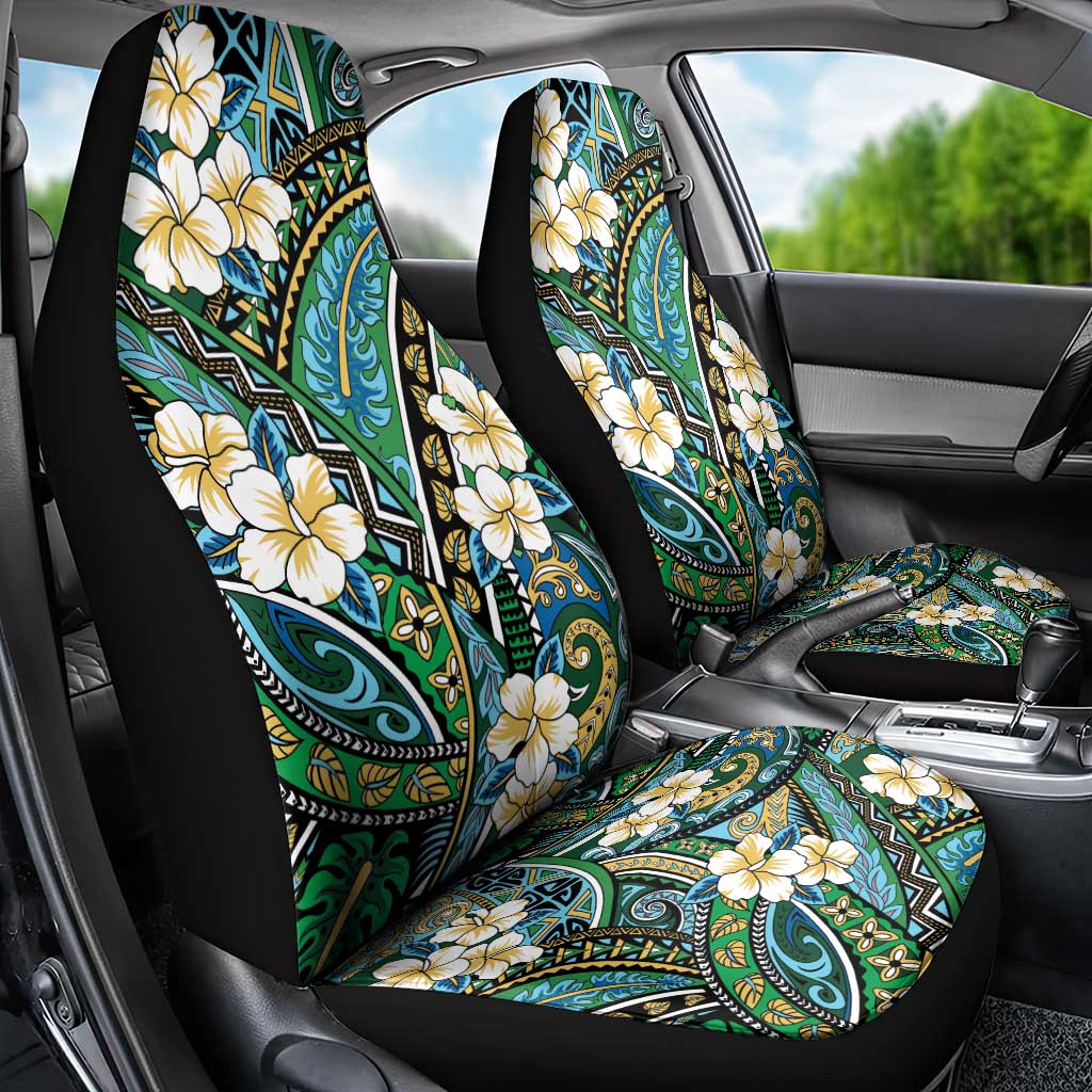 Polynesian Hibiscus Tropical Green Floral Car Seat Cover Tribal Pattern LT01 - Polynesian Pride