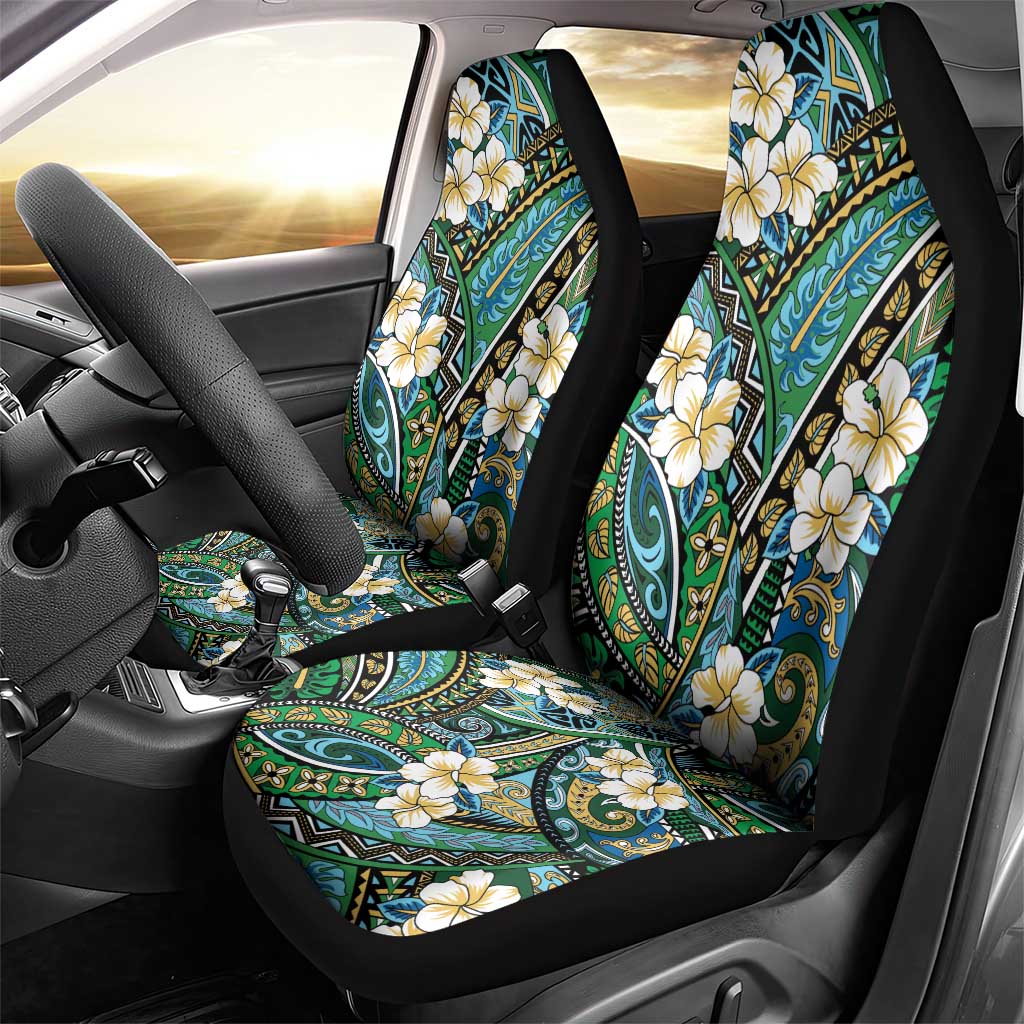 Polynesian Hibiscus Tropical Green Floral Car Seat Cover Tribal Pattern LT01 - Polynesian Pride