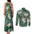 Polynesian Hibiscus Tropical Green Floral Couples Matching Tank Maxi Dress and Long Sleeve Button Shirt Tribal Pattern - Polynesian Pride