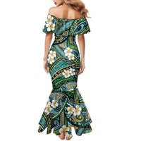 Polynesian Hibiscus Tropical Green Floral Family Matching Mermaid Dress and Hawaiian Shirt Tribal Pattern - Polynesian Pride