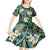 Polynesian Hibiscus Tropical Green Floral Kid Short Sleeve Dress Tribal Pattern - Polynesian Pride