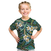 Polynesian Hibiscus Tropical Green Floral Kid T Shirt Tribal Pattern LT01 Green - Polynesian Pride
