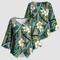 Polynesian Hibiscus Tropical Green Floral Kimono Sleeve Blouse Tribal Pattern - Polynesian Pride