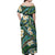 Polynesian Hibiscus Tropical Green Floral Off Shoulder Maxi Dress Tribal Pattern - Polynesian Pride