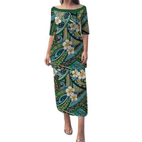 Polynesian Hibiscus Tropical Green Floral Puletasi Tribal Pattern - Polynesian Pride