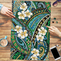 Polynesian Hibiscus Tropical Green Floral Puzzle Tribal Pattern - Polynesian Pride