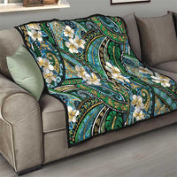 Polynesian Hibiscus Tropical Green Floral Quilt Tribal Pattern - Polynesian Pride