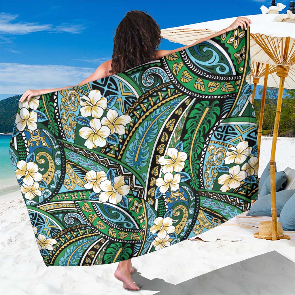 Polynesian Hibiscus Tropical Green Floral Sarong Tribal Pattern - Polynesian Pride