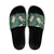 Polynesian Hibiscus Tropical Green Floral Slide Sandals Tribal Pattern - Polynesian Pride