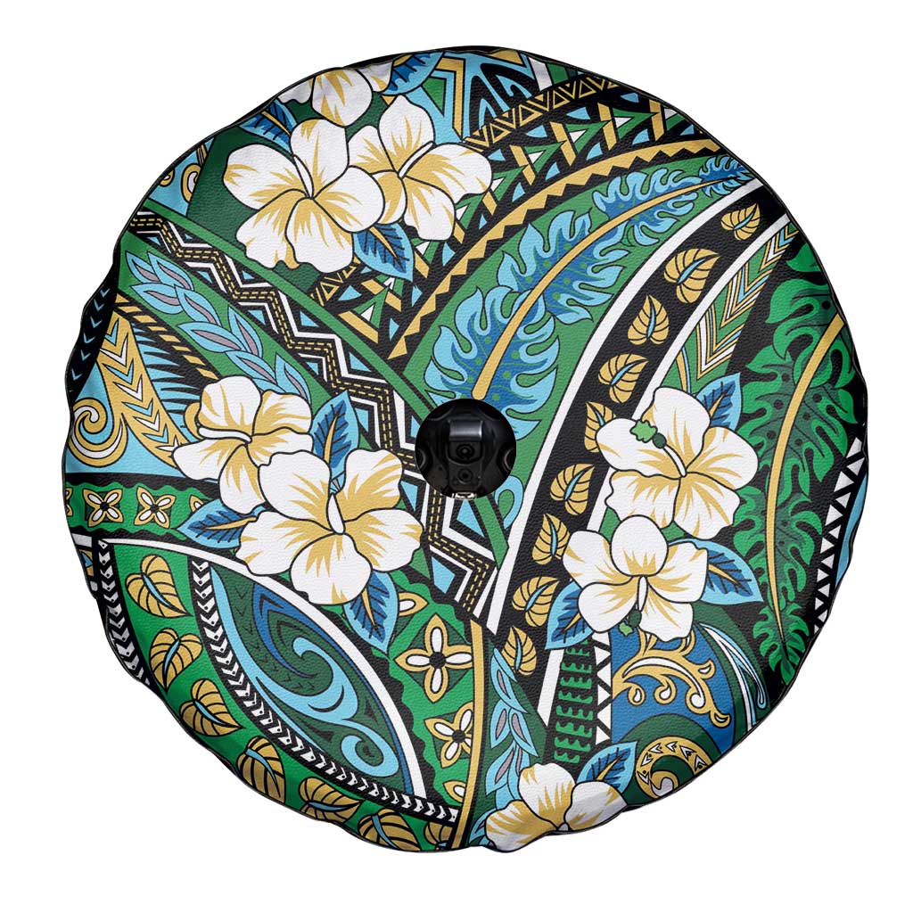 Polynesian Hibiscus Tropical Green Floral Spare Tire Cover Tribal Pattern LT01 - Polynesian Pride